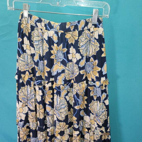 Floral Maxi Skirt By Minkpink X-Small Blue & Yellow Tiered Design Australian Bra - Picture 9 of 10